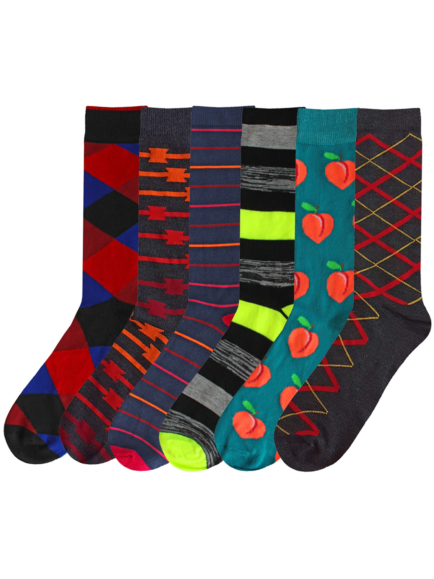 6 Pairs Cotton Funky Novelty Patterned Calf Socks Luxury Design Dress Socks for Men 
