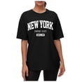thumbnail image 1 of Camiseta estampada de cuello redondo y hombros caídos para mujer: camiseta informal con diseño gráfico, diseño de transferencia térmica, fácil de combinar con vaqueros, 1 of 5