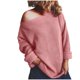thumbnail image 1 of Gibobby Suéter de Punto Suéter de mujer con hombros descubiertos, manga larga, informal, de Color sólido, de punto, para vacaciones, invierno, suéter suelto, Tops (Rosa, L), 1 of 5