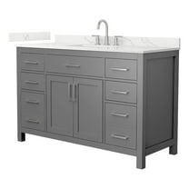 Beckett 54" Dark Gray Single Vanity & Giotto Quartz Top (3-Hole) & Nickel Trim