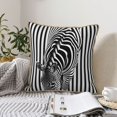 thumbnail image 6 of Haiem Optical Zebra Illusion Print Velvet Soft Solid Decorative Square Throw Pillow Covers Set with Elegant Piping Christmas Cushion Case for Sofa Bedroom Car-16"x16", 6 of 8