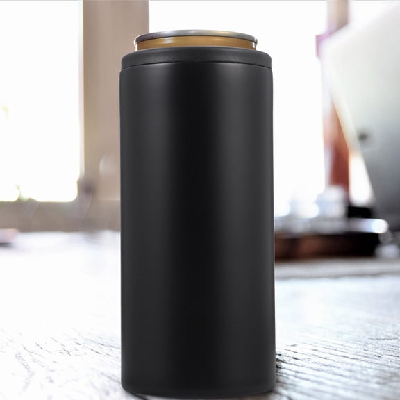 KONTONTY Universal Can Cooler Stainless Steel Insulated Beverage Holder for Beer Bottle Black Design