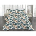 thumbnail image 2 of Ambesonne Tropical Quilted Coverlet 3 Pcs, Exotic Watercolor Foliage, King Size, Hunter Green Teal and Blue, 2 of 4