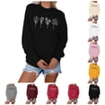 thumbnail image 5 of Women Dressy Blouses Fall Winter Loose Crewneck Long Sleeve Rolled One Shoulder with Pocket Floral Leisure Cotton Pullover Sweatshirts(Red,XXL), 5 of 5