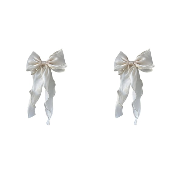 2 Pack French Silky Bow Curtain Tiebacks, Delicate Lace Ribbon Curtain Rope, Vintage Aesthetic Window Decor for Bedroom Living Room Wedding,Beige