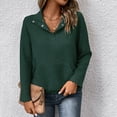 thumbnail image 4 of aidice Womens Sweatshirts Lapel Neck Button Long Sleeve Texture Fall Pullover Tops with Kangaroo Pockets, 4 of 5