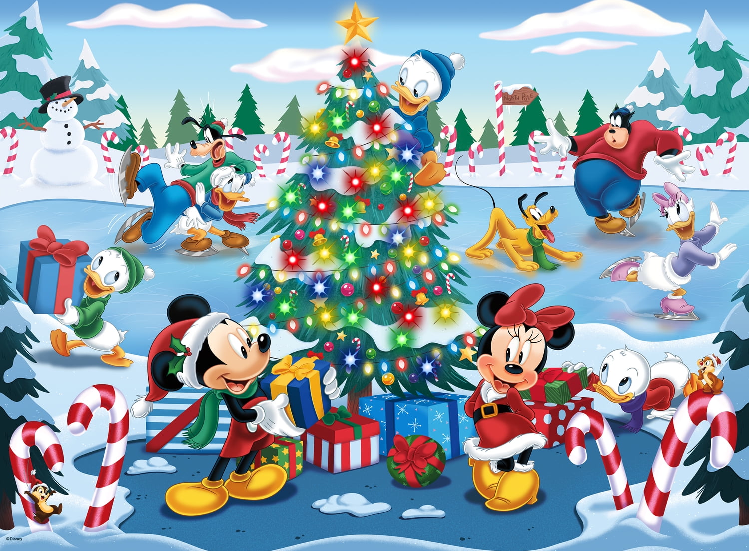 Ceaco Disney Mickey and Friends Holiday Magic Light Up 500-Piece Interlocking Jigsaw Puzzle