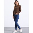 thumbnail image 4 of DARING DIVA Women's Casual Long Sleeve Knit Drop Shoulder Loose Blouses L Coffee, 4 of 5