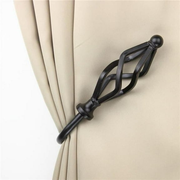 Central Design 4841-032 Vinci Curtain Holdback & Tiebacks, Black - Set of 2