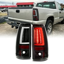 AKKON - Fits 2003-2006 Silverado 1500/1500HD/2500/2500HD 2004-06 3500 2007 Classic C-Tube LED Black Tail Lamp Brake Lights Pair