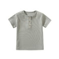 thumbnail image 2 of Toddler Short Sleeve Shirt Boys Girls Ribbed T-Shirt Fashion Summer Tops for 2-6Years 50% Summer Saving, 2 of 4