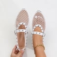 thumbnail image 5 of Miqool Womens Mesh Ballet Flats Fishnet Round Toe Buckle Strap Hollow Out Breathable Casual Mary Jane Flat Shoes for Summer Spring, 5 of 8