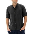 thumbnail image 2 of Mens Linen Cotton Button Down Long Sleeve Turn-down Collar Beach Shirt, 2 of 6
