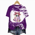 thumbnail image 5 of TOWED22 Womens Halloween Bow Graphic Oversized Shirts Spooky Season Tee Short Sleeve Bleached Tops(Purple,XL), 5 of 7