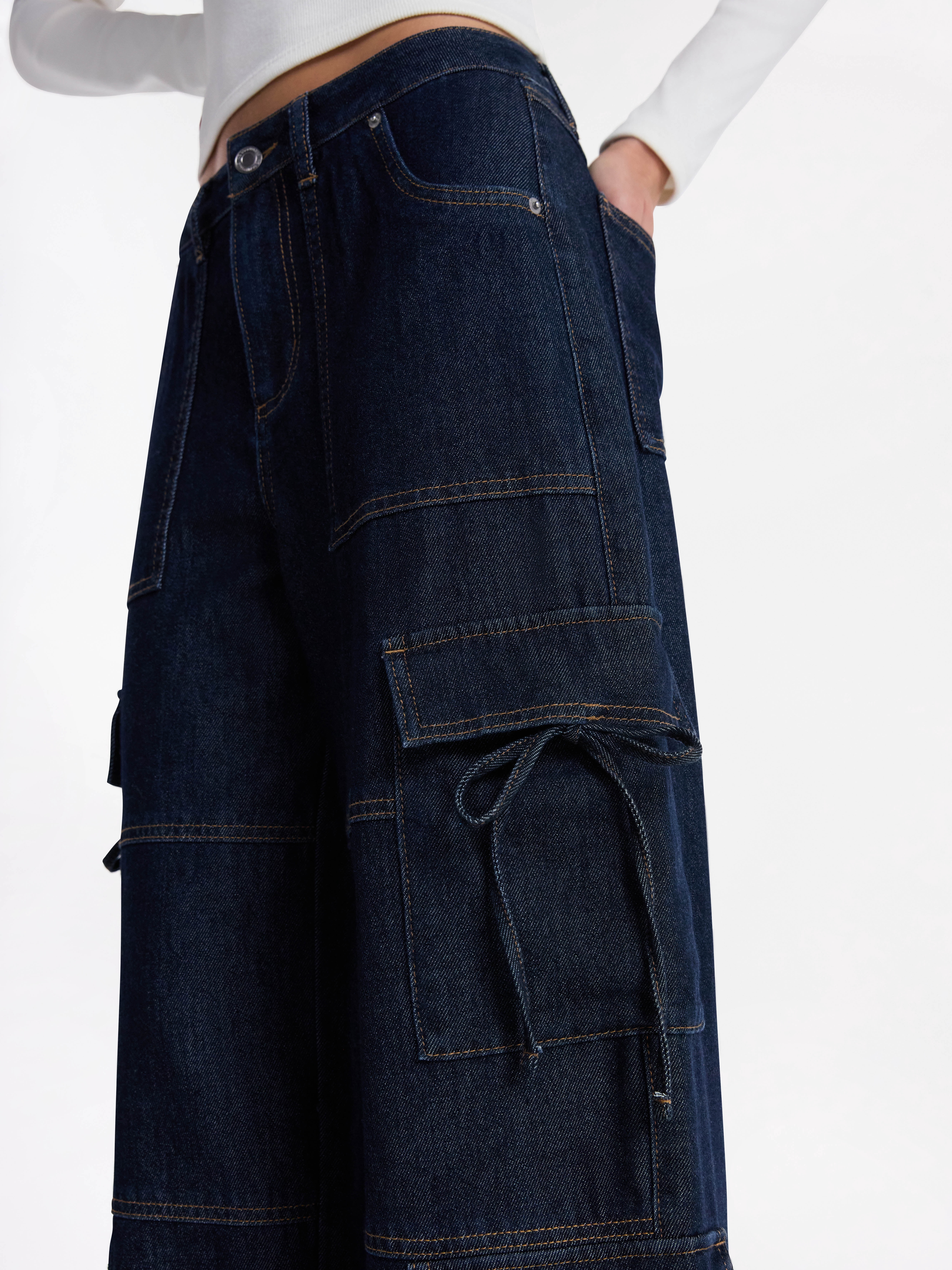 No Boundaries Bow Cargo Jeans, 30.5'' Inseam, Women's Sizes 00-18