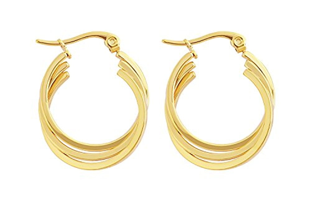 Women Lady 25mm Big Heavy Hoop Earrings 18K Gold Plated Simulated Diamond UK 