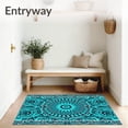 thumbnail image 3 of ODIKA 8'x10' Machine Washable Non-Slip Area Rug, Wave Medallion Nautical Tapestry High Traffic Rug with Pad, Blue, 550182, 3 of 8