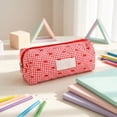 thumbnail image 2 of Small Quilted Makeup Bag, Zipper Cosmetic Pouch | Purse Storage Holds Makeup Beauty Essentials,Travel Items Red, 2 of 7