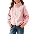 thumbnail image 5 of Owordtank Girls Stand Collar O-Ring Zip Up Fleece Jacket With Chest Label Patch Ribbed Cuffs, 5 of 6