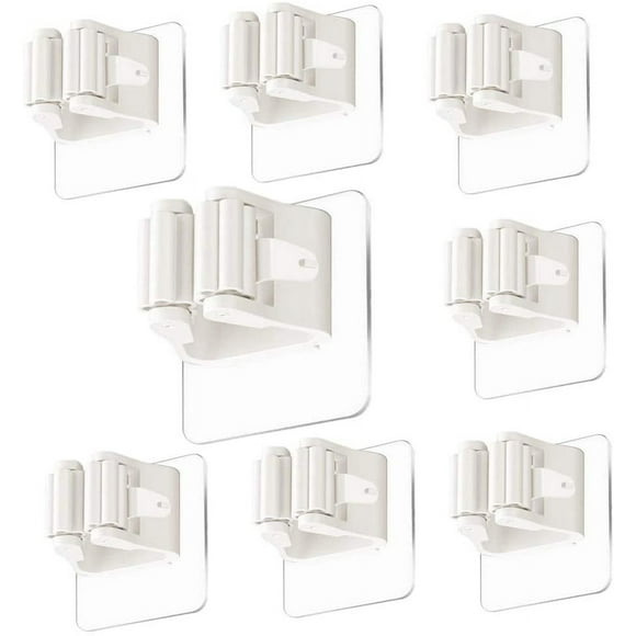 Broom Holder Tool Holder Self-Adhesive Mop And Broom Holder Sturdy Wall Bracket Organizer Bar Quick-Release Clamps For Mop / Broom / Garden Tools