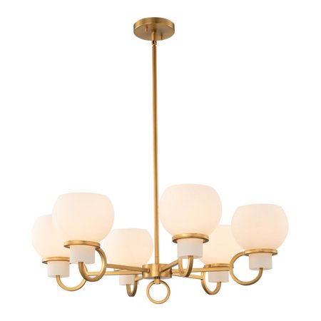 

Kalco Lighting Ascher 28 6-light Transitional Glass Chandelier in Winter Brass