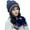 Navy, variant on WREESH Women's Pop-Top Winter Gloves and Printing Warmth Fleece Hats Set 2 Piece Beanie Gloves Set With Beanie Beige