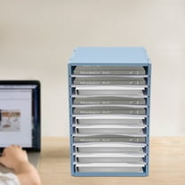 Shzicmy Vertical Desktop Sorter, 11 Compartment, Blue, Letter-size Shelves, Durable