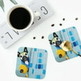 thumbnail image 4 of Honeii French Bulldog Dog in a Bathtub print Leather Coaster Set of 4, ideal for safeguarding your furniture from drinks spills and effortless cleanup-Square, 4 of 6