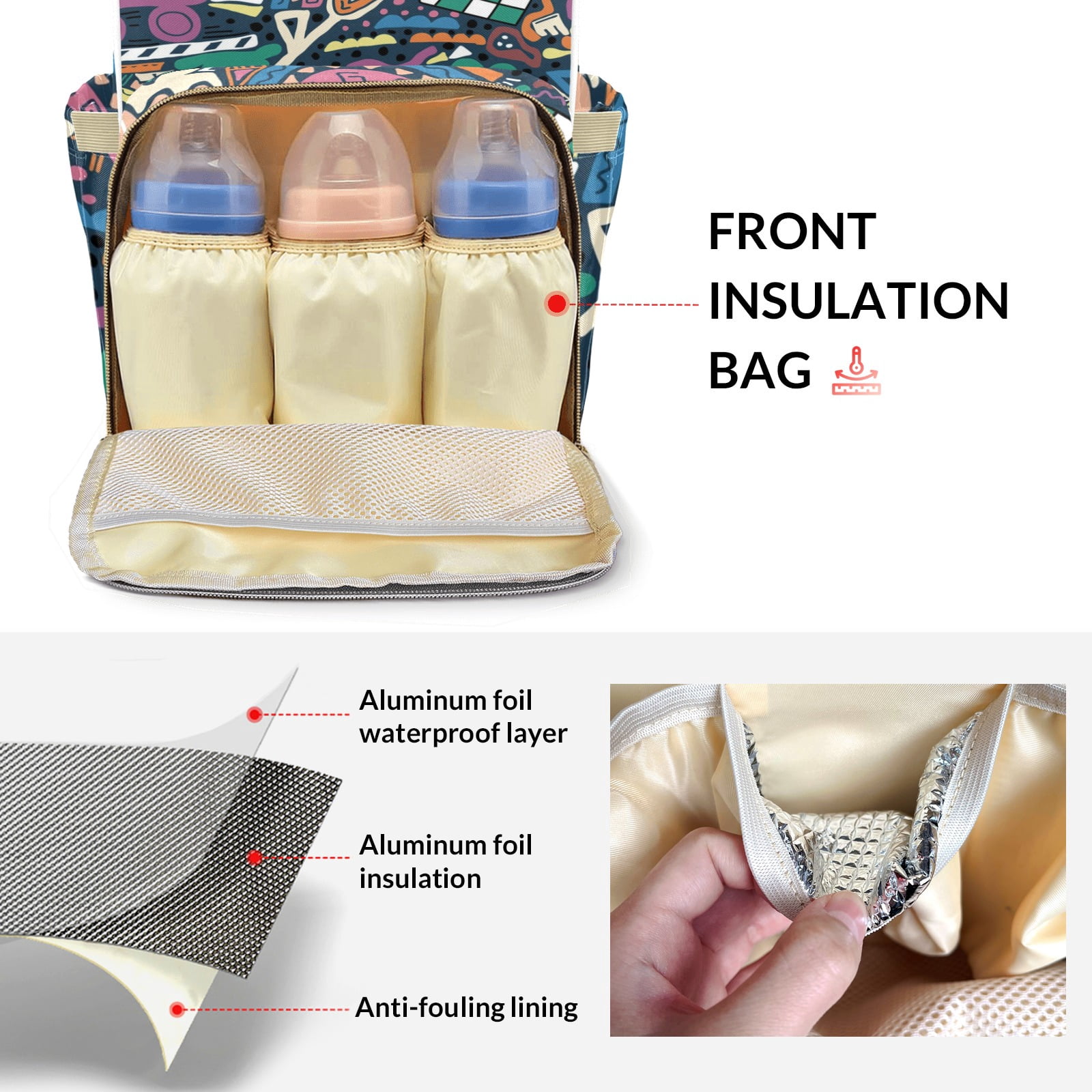 Abstract Cars Chess Diaper Backpack – Large Capacity, Insulated Baby Bottle Pocket, Multifunctional Mommy Bag for Boys & Girls