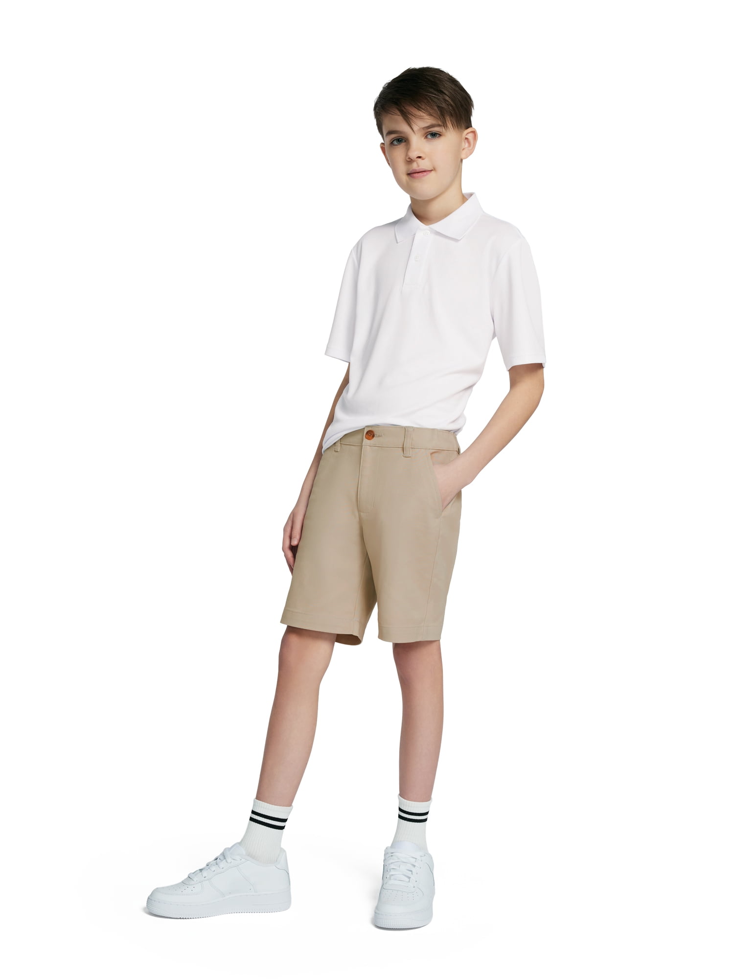 Wonder Nation Boys School Uniform Flat Front Shorts, Sizes 4-18 & Husky
