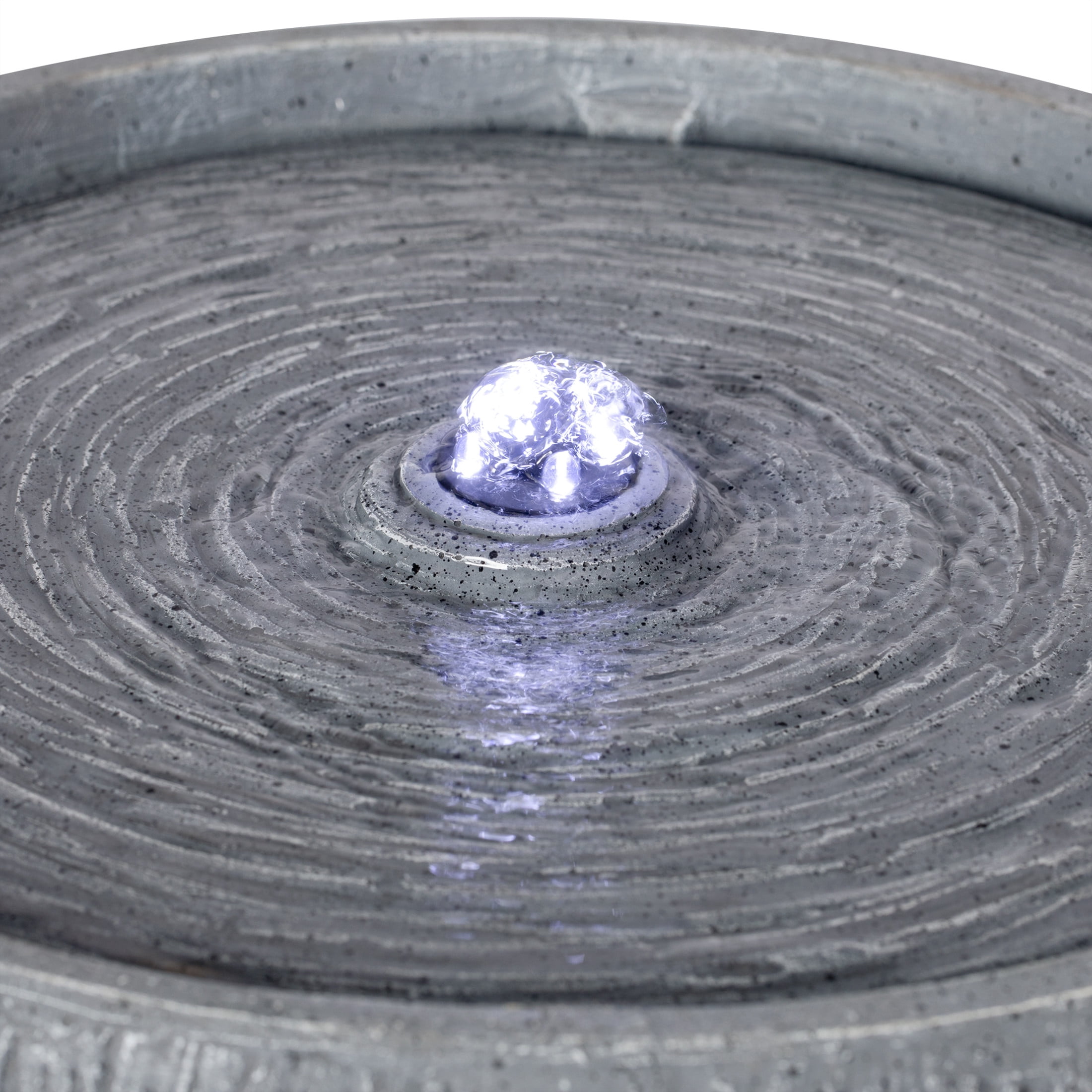 Christopher Knight Home 12.99" Outdoor Bowl-Shaped Water Fountain with LED Light, Gray
