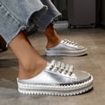 thumbnail image 4 of Amzcrzy Zapatos de mujer,Zapatos de mujer,Zapatillas de mujer, Pantuflas Baotou para mujer, suela plana, suela gruesa con diamantes de imitación y pedales de un solo pie. Sandalias Mujer Zapatillas D, 4 of 6