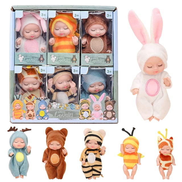 6 Reborn Baby 4 pulgadas mini muñecas simulación de muñecas muñecas juguetes juguetes para niñas juguetes pcs