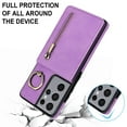thumbnail image 5 of Mantto Wallet Case for Samsung S21 Ultra, Slim Premium Credit Card Slot, Zipper Wallet Case with Ring Holder Kickstand Leather Magnetic Flip Back Shockproof Cover for Samsung Galaxy S21 Ultra, Purple, 5 of 10