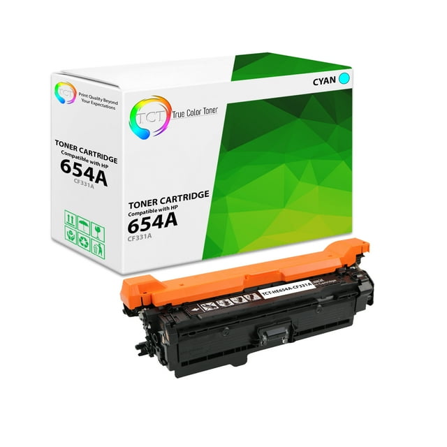 TCT 654A Cyan Toner Cartridge - Compatible Replacement for HP 654A CF331A Works With HP Color LaserJet Enterprise M651DN M651N M651XH Printers (15,000 Pages)