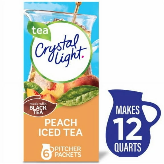 2X - Crystal Light Zero Sugar Peach Iced Tea Drink Mix Packets 6 Packets
