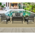 thumbnail image 3 of CozyHom 5 Piece Outdoor Patio Wicker Conversation Sofa Furniture Set Patio Indoor Porch Furniture Sets Cozy Furniture Set Use For Indoor Sun Room Sectional Sets, Gray, 3 of 12