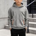thumbnail image 2 of Staki Baby Toddler Kid Boy Solid Casual Pocket Hoodie Sweatershirt Pullover 4-15Y(Light Gray,4-5 Years), 2 of 4