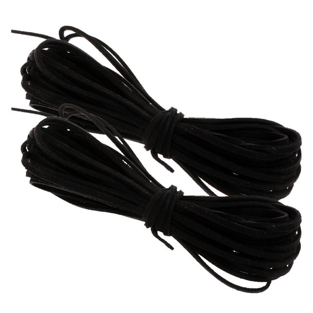 Abbracc 2Pcs 2mmx5m PU Leather Cord String For Jewelry DIY Handmade Handicrafts 15Colors Black