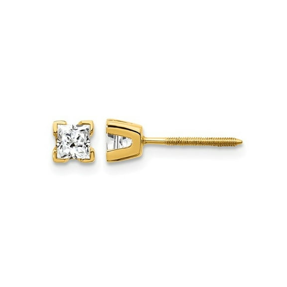 1/2 Carat (Ctw I1, H-I) Princess Cut Diamond Solitaire Stud Earrings in 14K Yellow Gold for Women