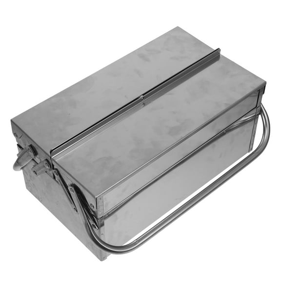 KALLORY 1 Set Stainless Steel Folding Tool Box for Household Tools Home Garage Construction Site 13.95X7.86X6.29in