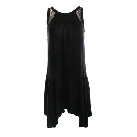 Free People NEW Juniors Size XS Black Lace Panel Dotted Sheath Dress $98