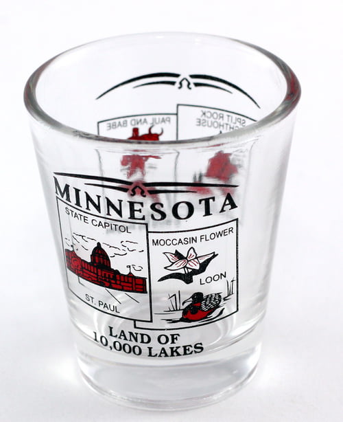 MINNESOTA STATE SCENERY RED NEW SHOT GLASS SHOTGLASS 