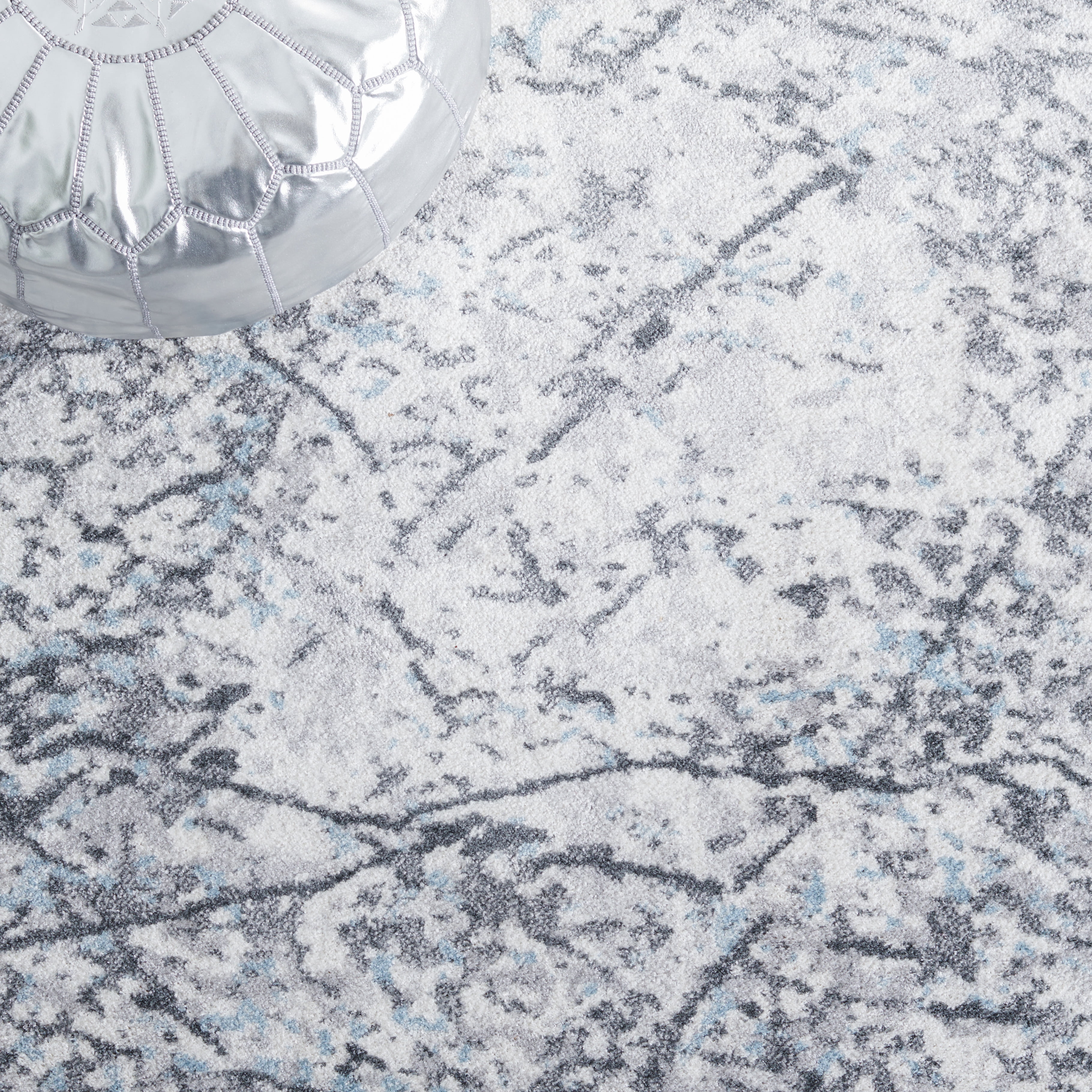 SAFAVIEH Toscana Evette Abstract Polyester Area Rug, Grey/Ivory, 6'7" x 6'7" Round