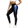thumbnail image 3 of Feancey Yoga Leggings for Women with Pocket High Waisted Butt Lifting Workout Leggings Breathable Quick Dry Athletic Tights Color Block Skinny Pants Blue S, 3 of 6