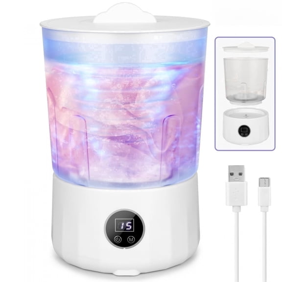 OUMASK Portable Mini Washing Machine, 1.5L Compact Underwear Washer with 3 Wash Modes and 3000mAh Rechargeable Battery