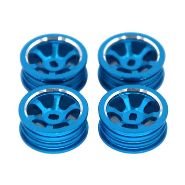 fastboy 4pieces Aluminium Alloy Wheel Rim Wheel Hub Compatible With 1/28 Wltoys K969 Metal Wheel Rim Wheel Hub For RC Car RC blue 1Set