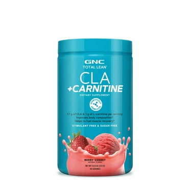 GNC Total Lean CLA   Carnitine | Improves Body Composition And Fuels Muscle Recovery, Stimulant Free And Sugar Free | Berry Sorbet | 60 Servings