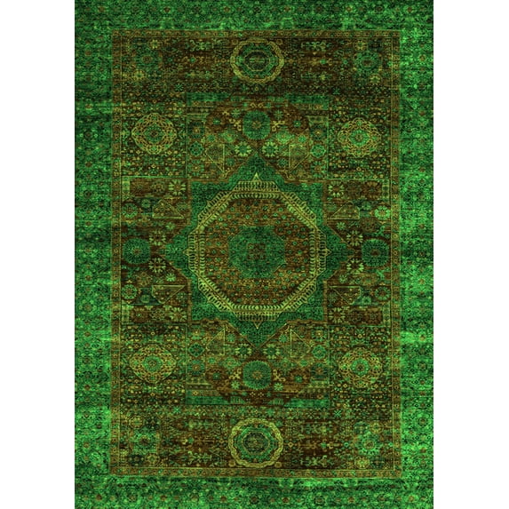 Ahgly Company Indoor Rectangle Abstract Green Modern Area Rugs, 4' x 6'