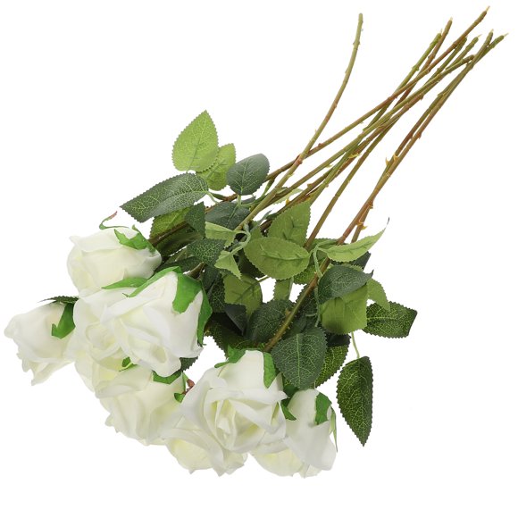 LOLIPPYY Party Planners Favored 10Pcs White Silk Rose Flower Arrangement Props for Layout and Home Decor